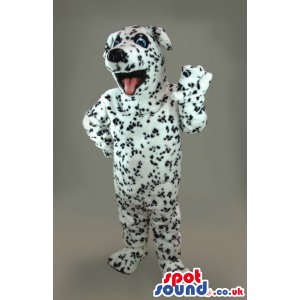 Customizable Big White Dog Plush Mascot With Black Dots -