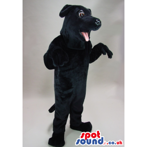 Adorable Black Labrador Dog Plush Mascot With Tongue - Custom
