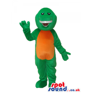 Cute Green Dinosaur Plush Mascot With A Brown Belly - Custom