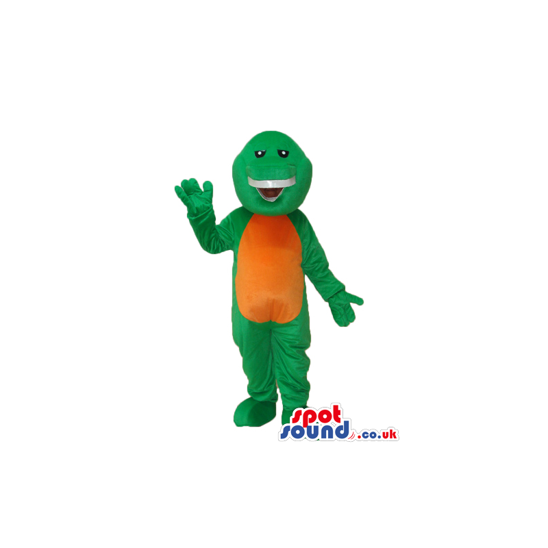 Cute Green Dinosaur Plush Mascot With A Brown Belly - Custom