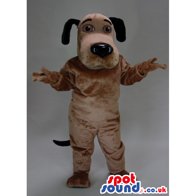 Brown Dog Pet Plush Mascot With Black Ears And Nose - Custom