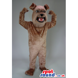 Brown Dog Plush Mascot With Sharp Teeth And Bent Ears - Custom