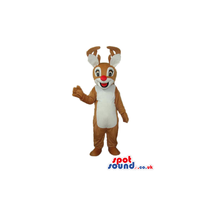 Brown Girl Reindeer Animal Plush Mascot With A White Belly -