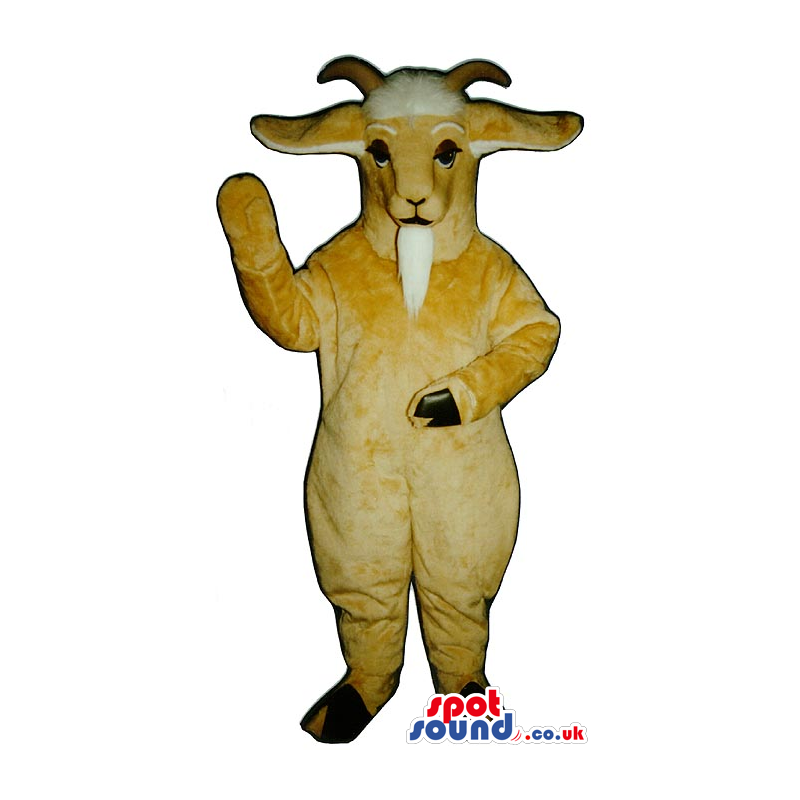 Customizable Brown Goat Plush Mascot With A White Beard -