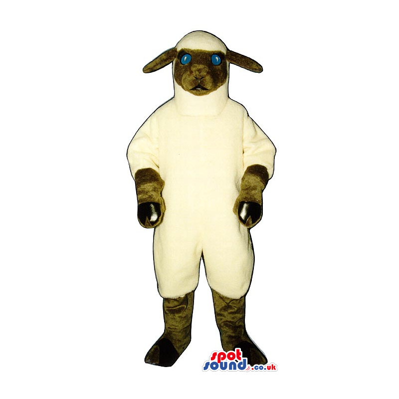 Customizable White Sheep Plush Mascot With Blue Eyes - Custom