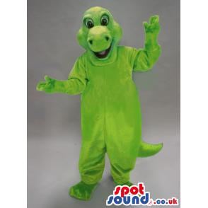 Customizable Light Green Dinosaur Plush Mascot With Open Mouth