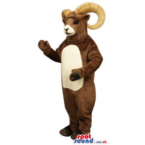 Customizable Brown Goat Plush Mascot With Curled Horns - Custom