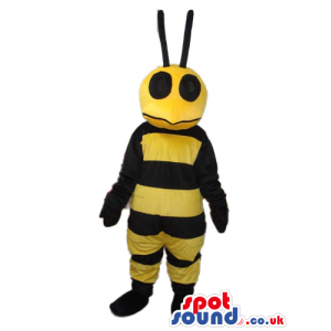 Bee Mascot With Big Round Black Antennae And Eyes - Custom