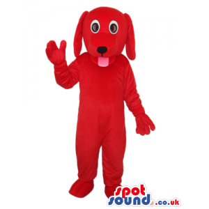 Cute All Red Dog Pet Animal Plush Mascot Showing Its Tongue -