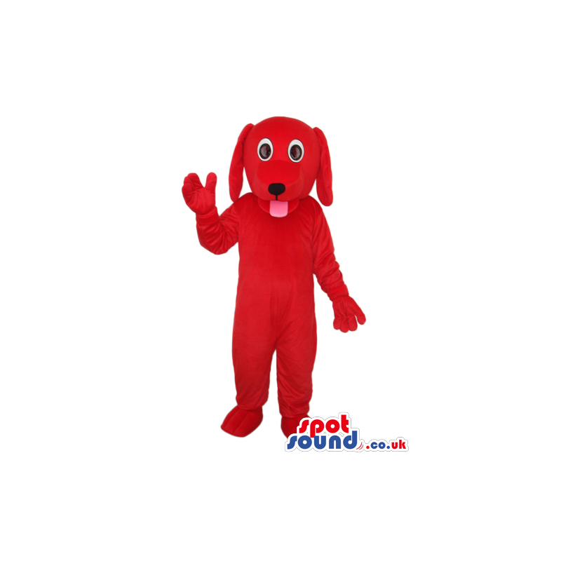 Cute All Red Dog Pet Animal Plush Mascot Showing Its Tongue -