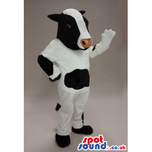 Customizable White And Black Cow Plush Mascot With Brown Nose -