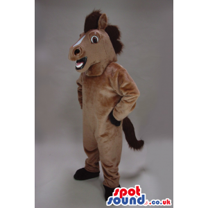 Customizable Brown Donkey Plush Mascot With Open Mouth - Custom