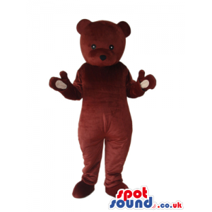 Cute All Brown Teddy Bear Plush Mascot With Tiny Eyes - Custom
