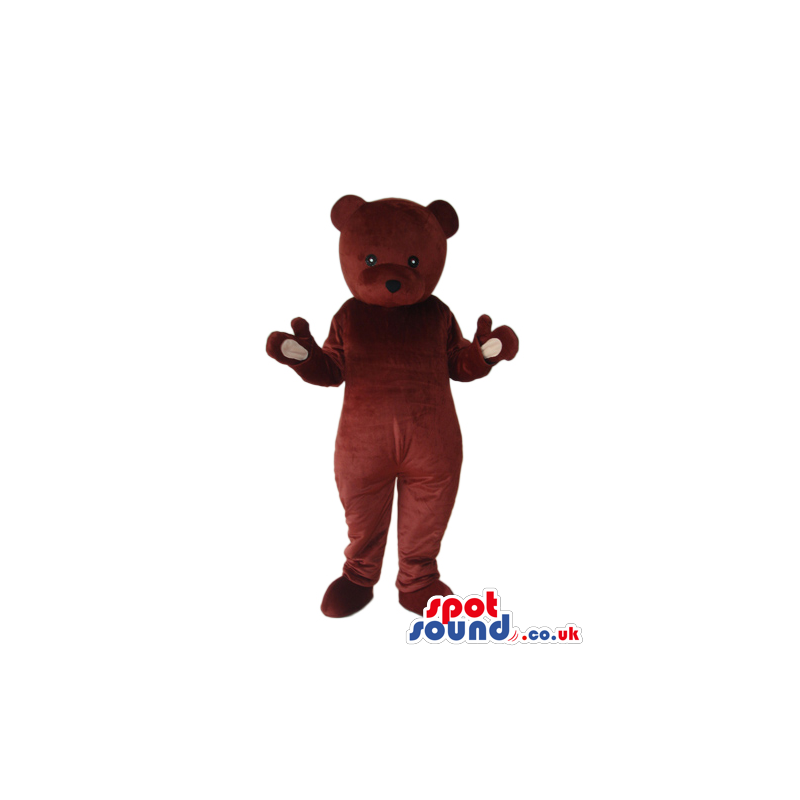 Cute All Brown Teddy Bear Plush Mascot With Tiny Eyes - Custom