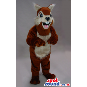 Brown Chipmunk Plush Mascot With A Hairy Beige Belly - Custom