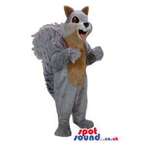 Cartoon Grey Squirrel Animal Plush Mascot With A Brown Belly -