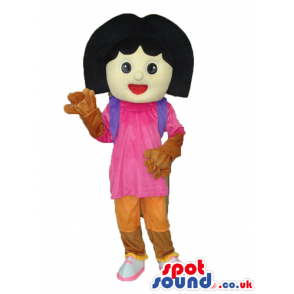 Dora The Explorer Popular Cartoon Character Mascot With Gloves