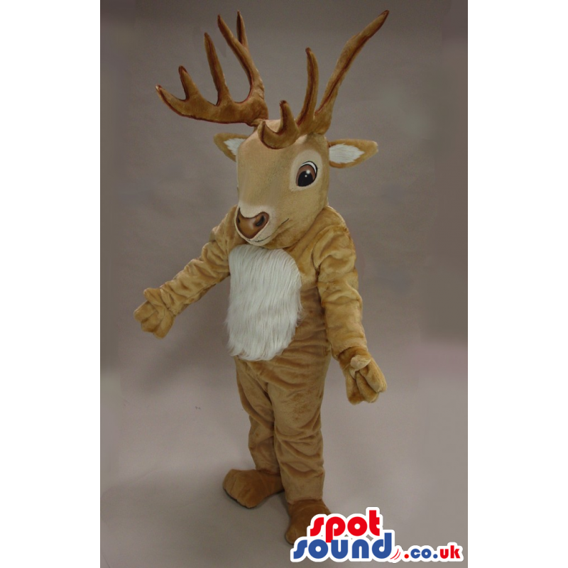 Light Brown Reindeer Animal Plush Mascot With Long Horns -