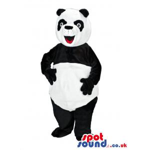 Panda mascot with his usual colours black and white - Custom