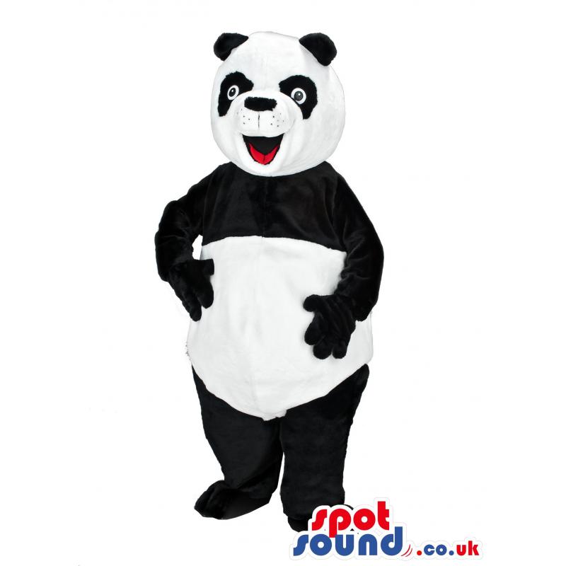 Panda mascot with his usual colours black and white - Custom