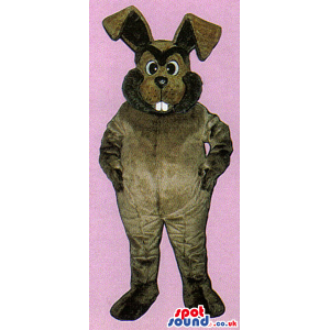 All Dark Brown Rabbit Plush Mascot With A Black Beard - Custom