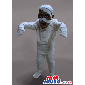 Realistic Mummy Halloween Character Mascot With Bandages -