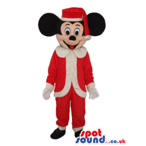 Mickey Mouse Disney Character With Santa Claus Garments -