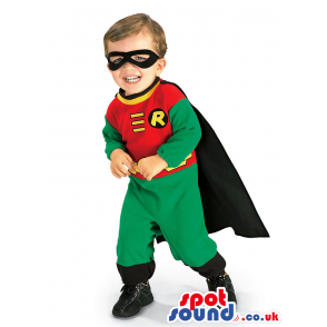 Cute Green And Red Robin Superhero Children Size Costume -