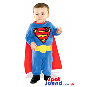 Cute Blue And Red Superman Super Hero Children Size Costume -