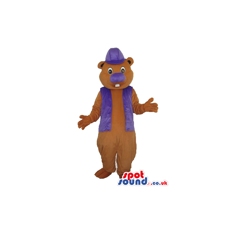 Brown Chipmunk Plush Mascot With Purple Garments - Custom