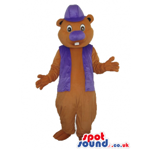 Brown Chipmunk Plush Mascot With Purple Garments - Custom