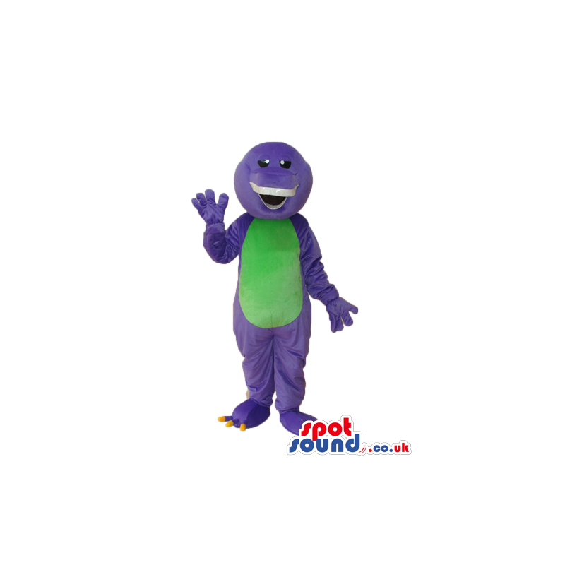 Purple Monster Character Plush Mascot With A Green Belly -