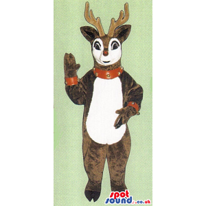 Brown Reindeer Animal Plush Mascot With Studded Collar - Custom