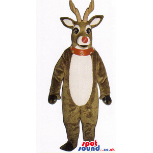 Christmas Brown Reindeer Animal Plush Mascot With Studded