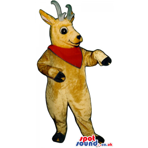 Brown Reindeer Plush Mascot With A Red Neck Scarf - Custom