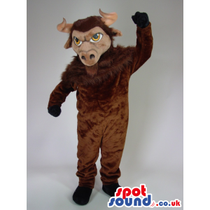 Customizable Brown Bull Animal Mascot With Beige Face - Custom