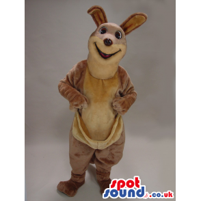 All Brown And Beige Kangaroo Plush Mascot With A Pocket -