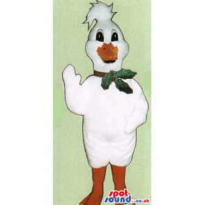 White Duck Plush Mascot With A Christmas Ornament - Custom