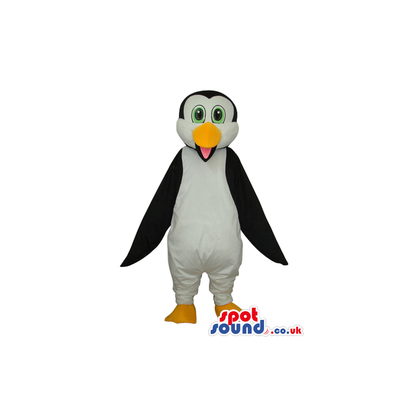 Cute Young Penguin Animal Plush Mascot With Green Eyes - Custom