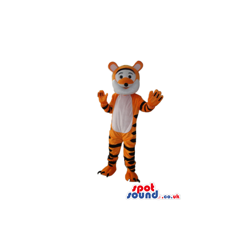 Fantasy Orange Tiger Plush Mascot With A White Belly And Face -