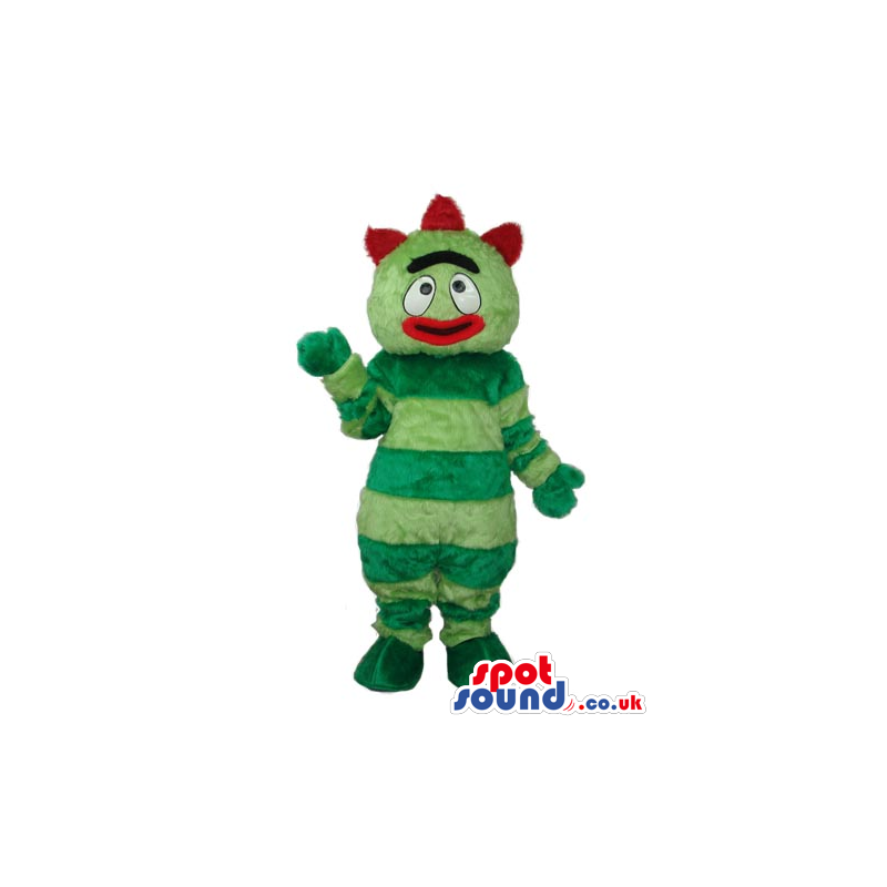Funny Green Stripes Bug Plush Mascot With Red Lips - Custom