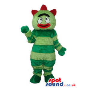 Funny Green Stripes Bug Plush Mascot With Red Lips - Custom