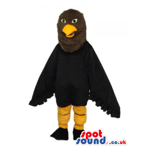 Black And Brown Bird Plush Mascot With A Yellow Beak - Custom