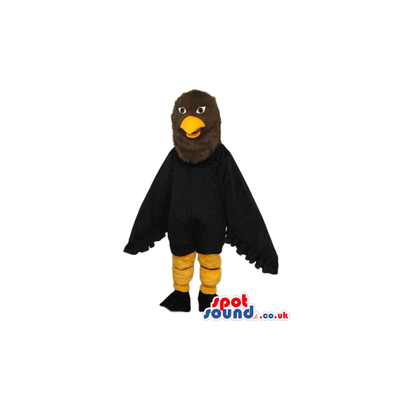 Black And Brown Bird Plush Mascot With A Yellow Beak - Custom