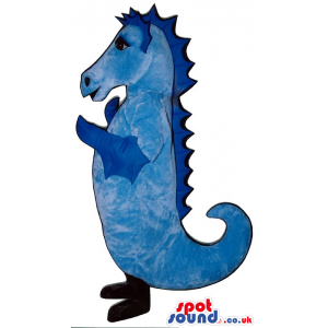 Customizable All Blue Plush Seahorse Mascot With Curled Tail -