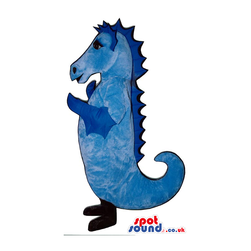 Customizable All Blue Plush Seahorse Mascot With Curled Tail -