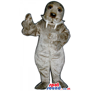 Customizable Grey Seal Animal Plush Mascot With Mustache -