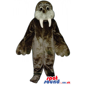 Customizable Grey Seal Animal Plush Mascot With Long Fangs -