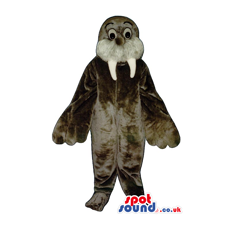 Customizable Grey Seal Animal Plush Mascot With Long Fangs -