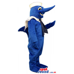 Customizable Blue Swordfish Plush Mascot Wearing Sailor